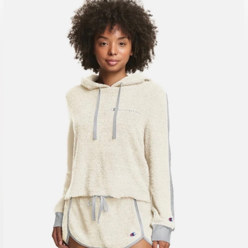 NWT Champion Loungewear Hoodie Size S Cream & Grey So Soft & Cozy